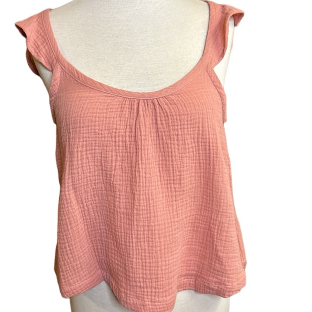 Marine Layer Jude Flutter Sleeve Tank Top Rosette Pink Basic - Picture 7 of 11